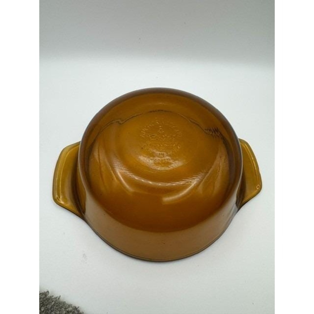 Vtg. Mini Anchor Hocking Casserole Dish With Lid Glass Amber Brown 12 Oz #472